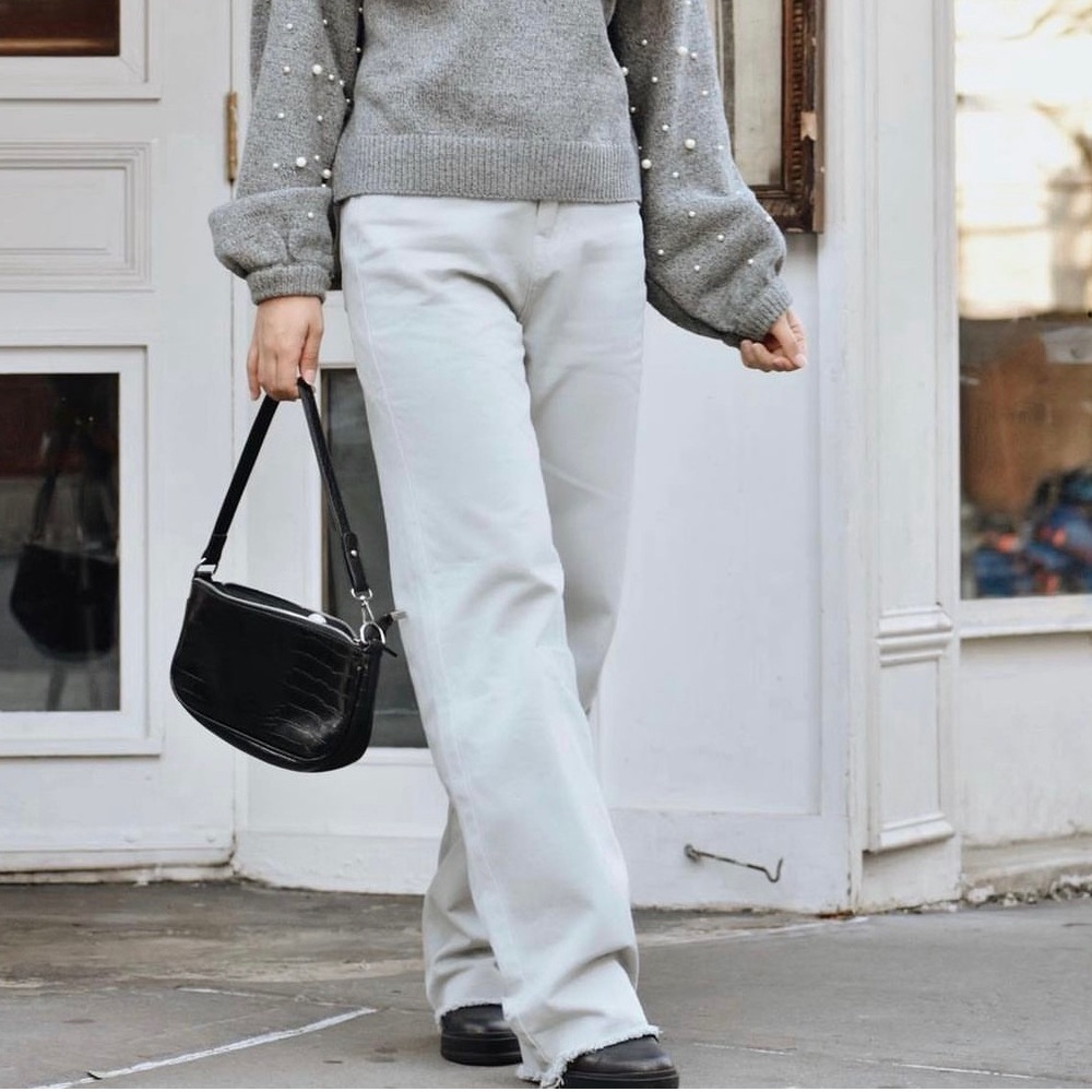 High waisted wide leg jeans